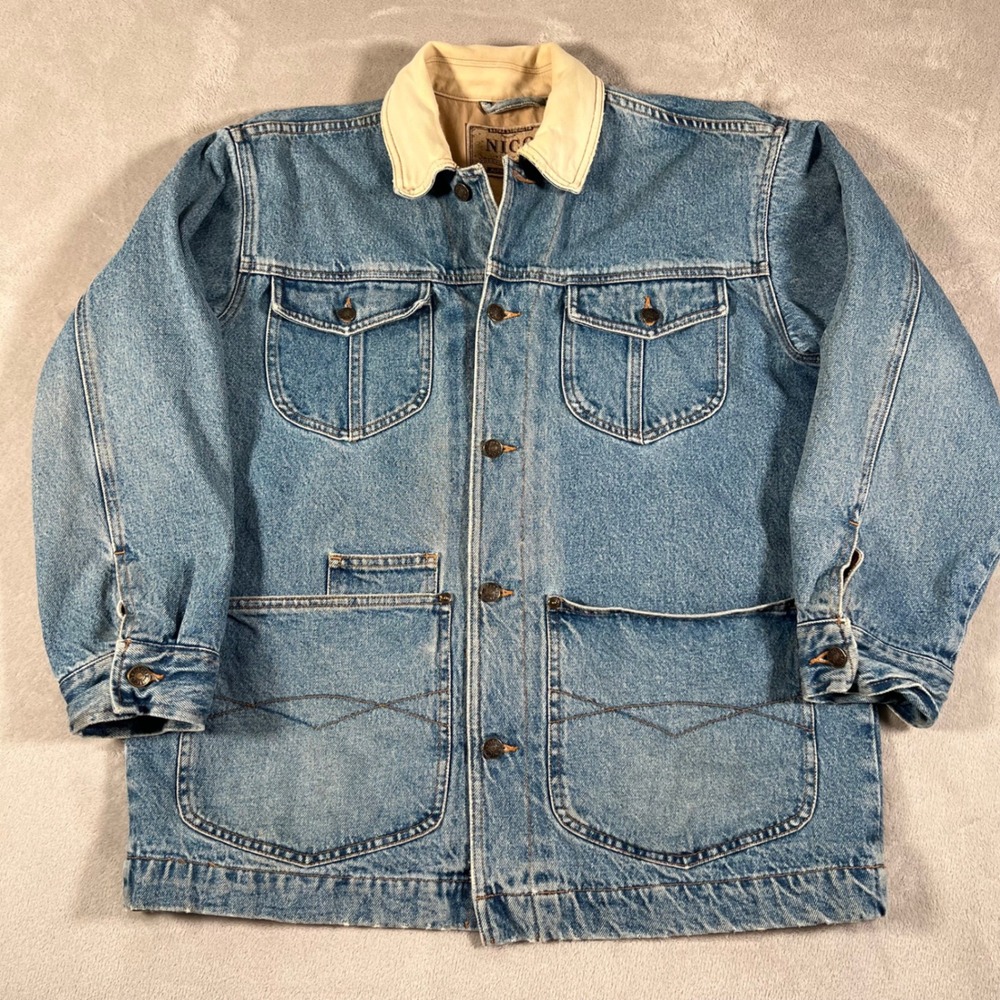 Burton Nico Denim Barn Jacket Men's Size Small Blue Light Wash Corduroy Collar